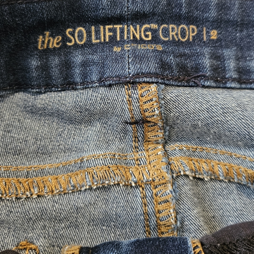 Chico's The So Lifting Crop Women's Blue Denim Jeans, Size 2 - Picture 3 of 3